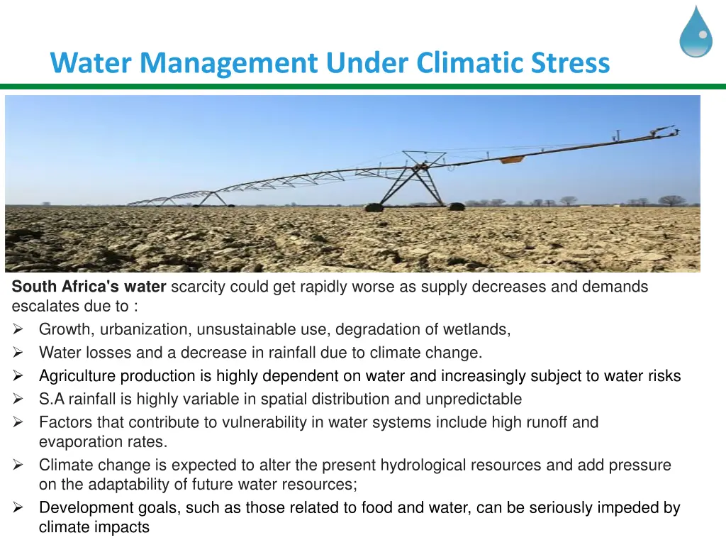 water management under climatic stress