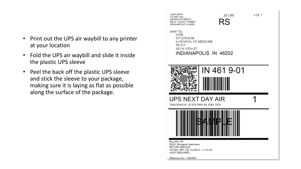 print out the ups air waybill to any printer