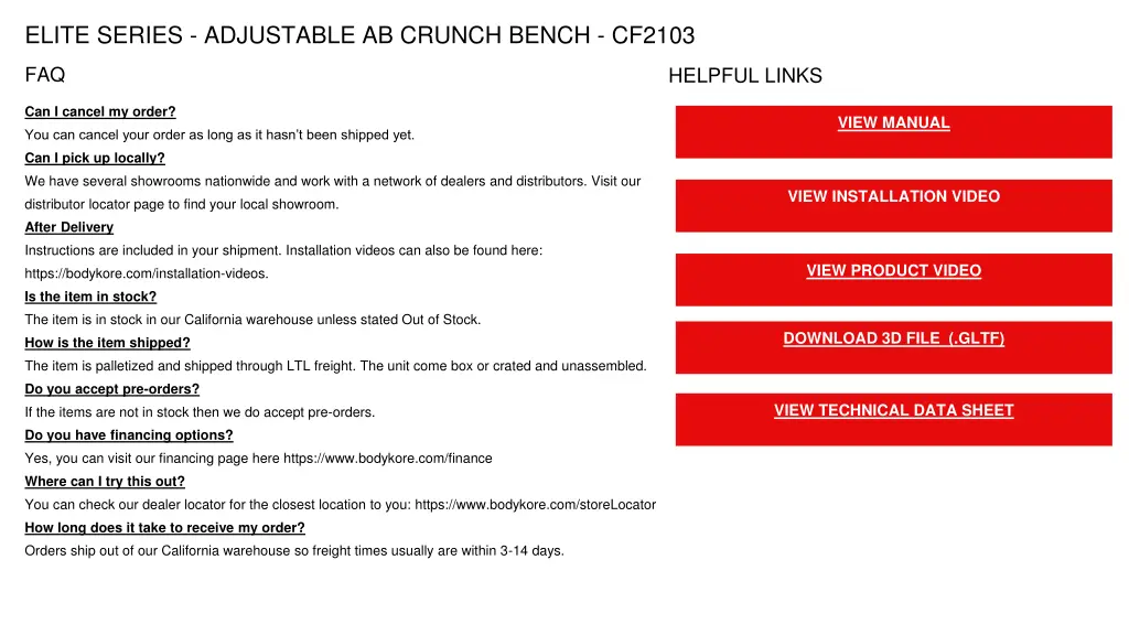 elite series adjustable ab crunch bench cf2103 2
