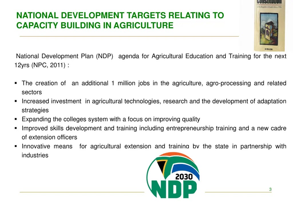 national development targets relating to capacity