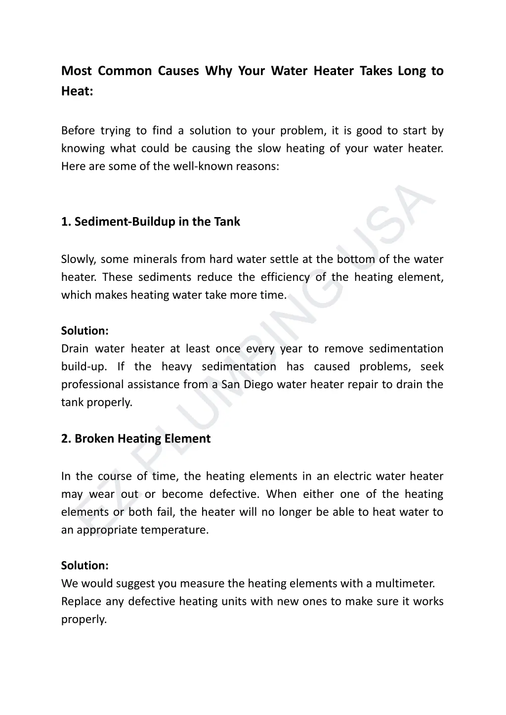 most common causes why your water heater takes