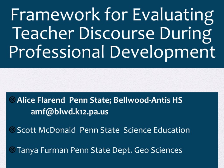 framework for evaluating teacher discourse during