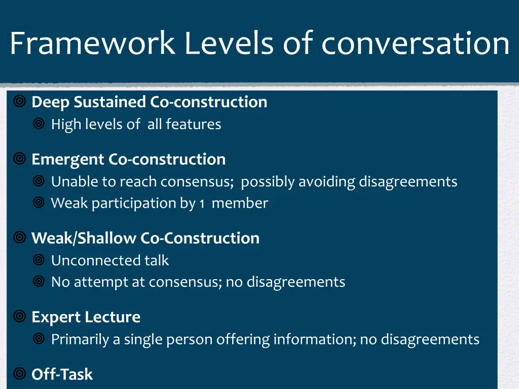 framework levels of conversation