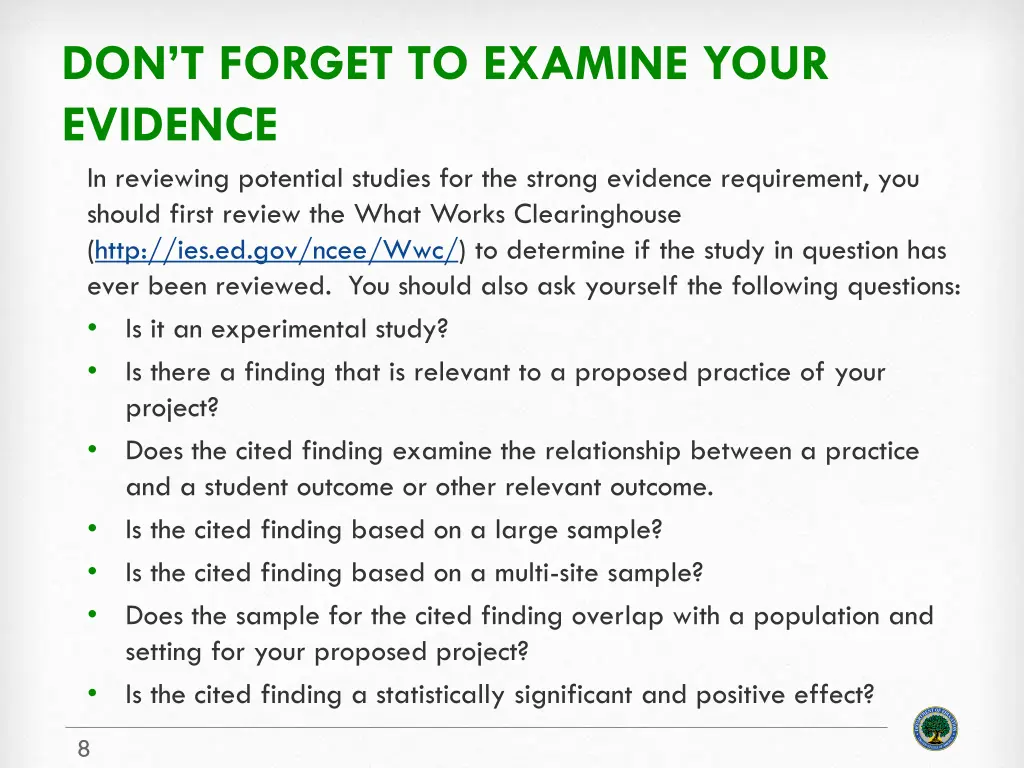 don t forget to examine your evidence