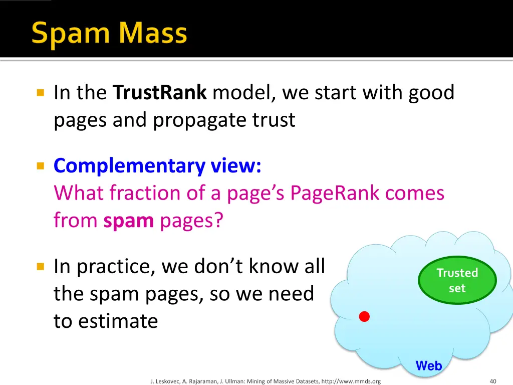 in the trustrank model we start with good pages