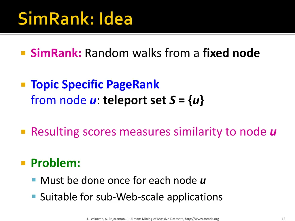 simrank random walks from a fixed node
