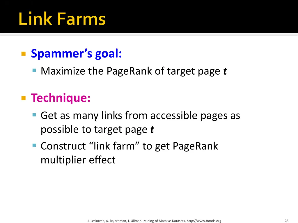 spammer s goal maximize the pagerank of target