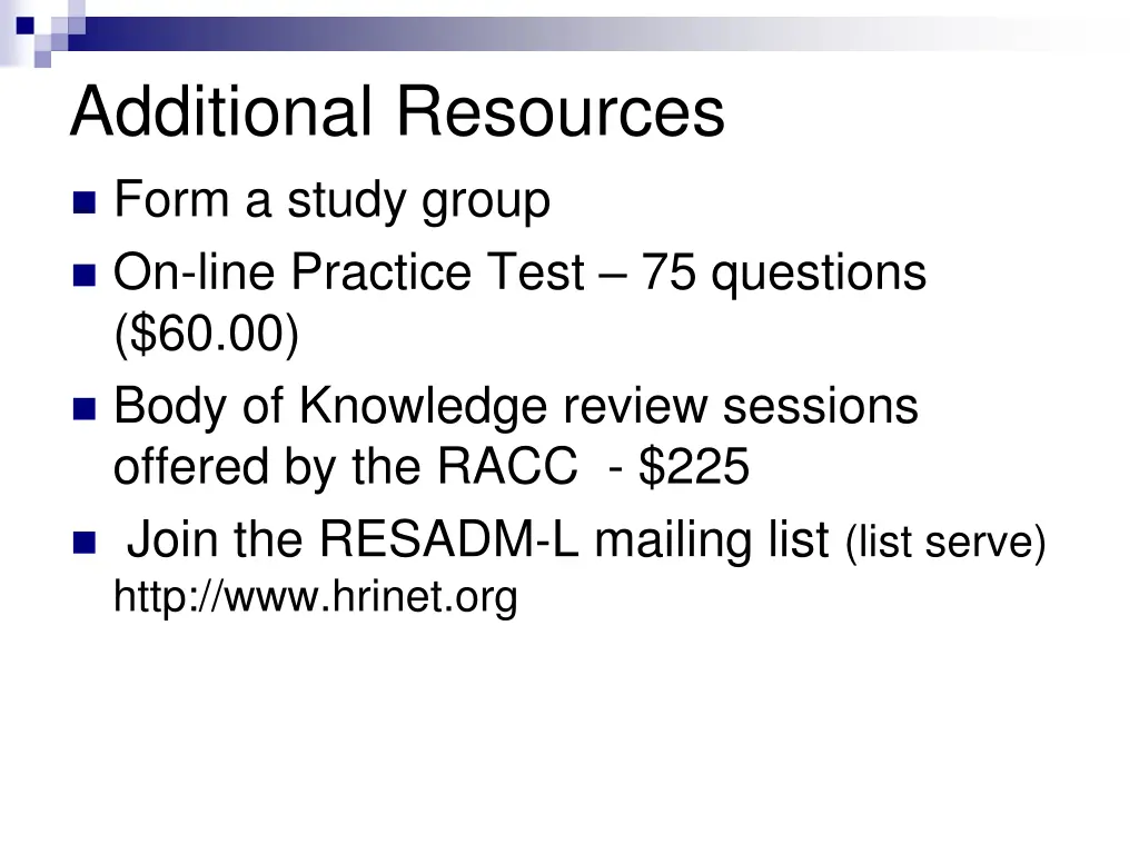 additional resources form a study group on line