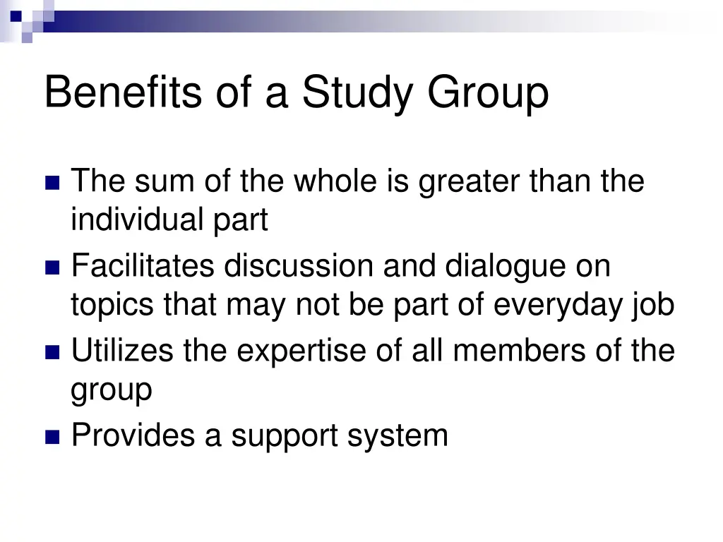 benefits of a study group