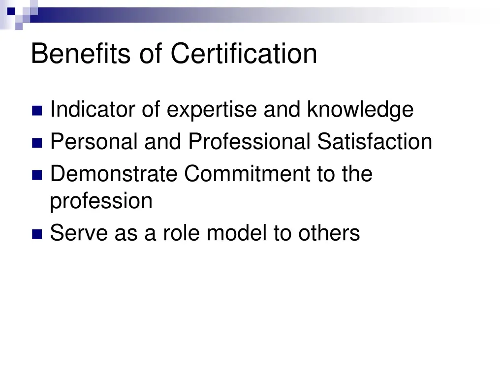 benefits of certification