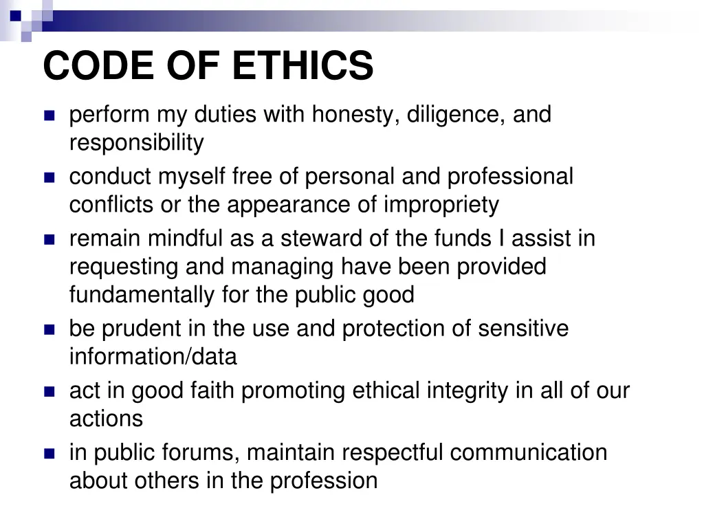 code of ethics