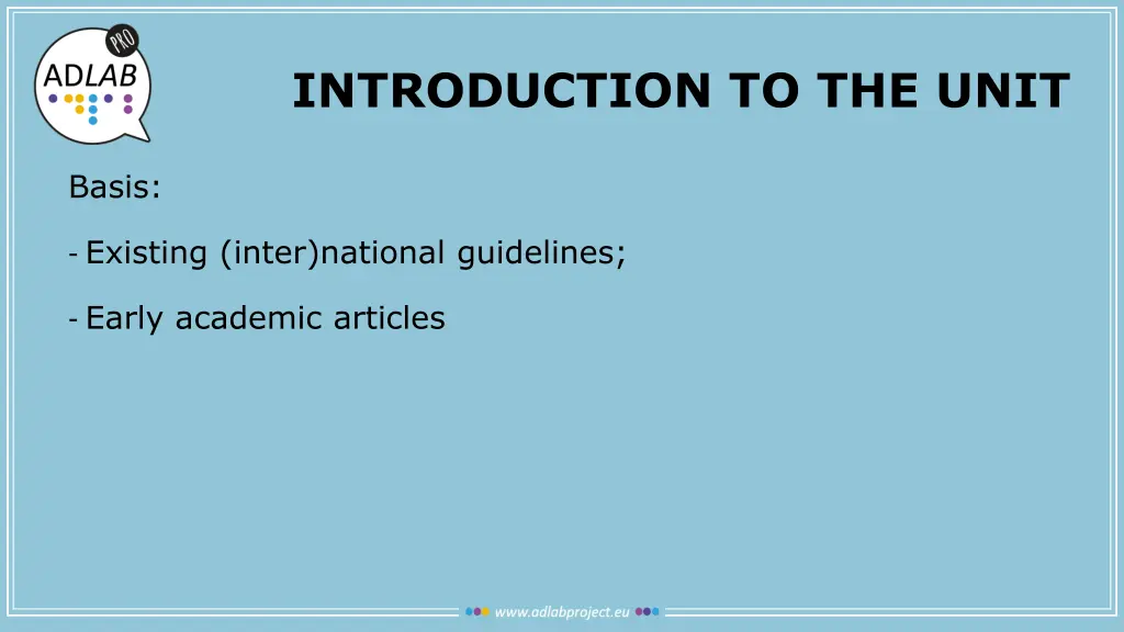 introduction to the unit