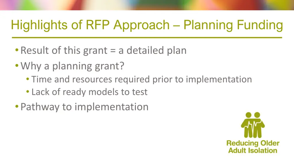 highlights of rfp approach planning funding
