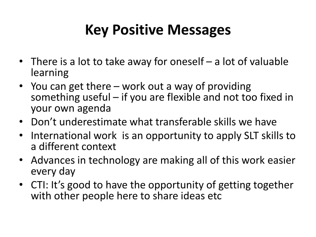 key positive messages
