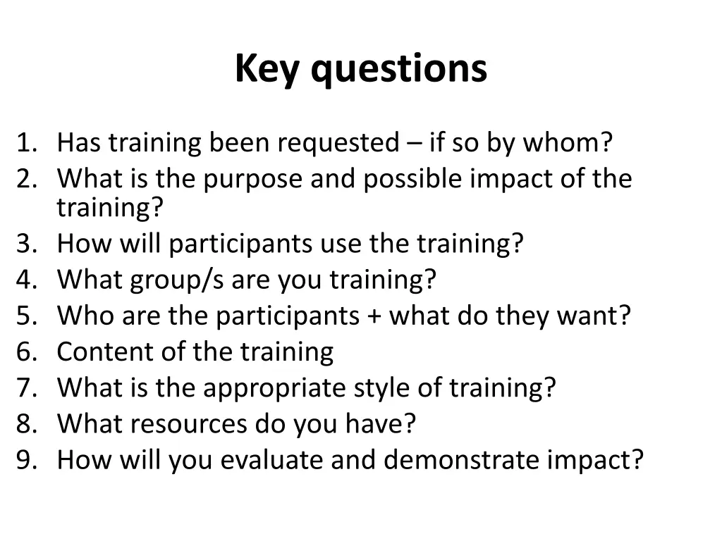 key questions
