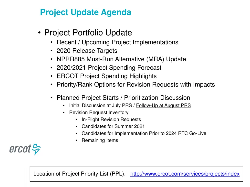 project update agenda