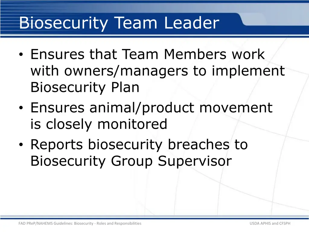 biosecurity team leader 1
