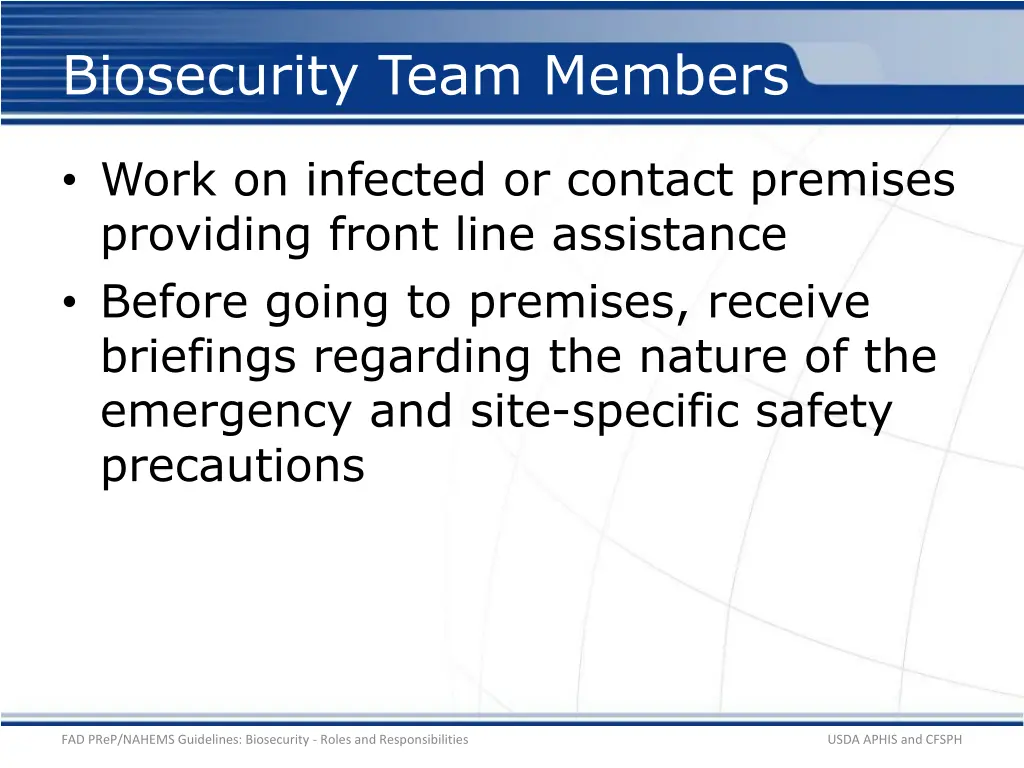 biosecurity team members