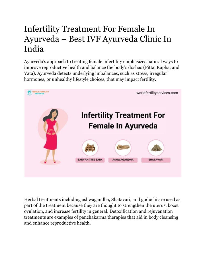 infertility treatment for female in ayurveda best