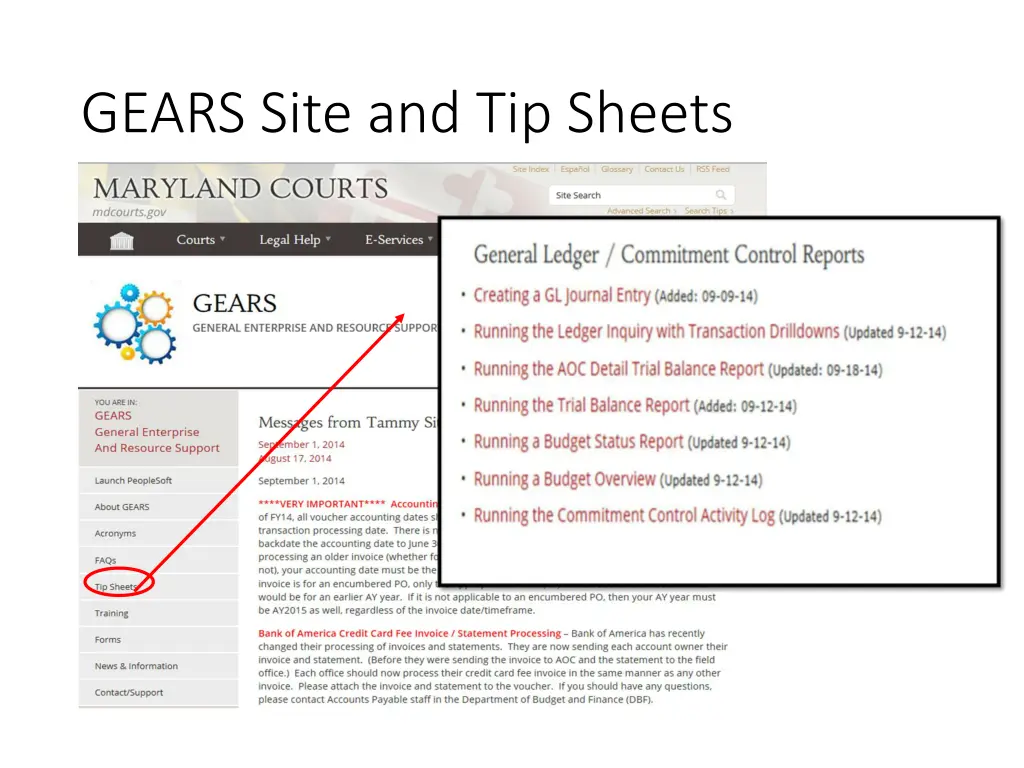 gears site and tip sheets