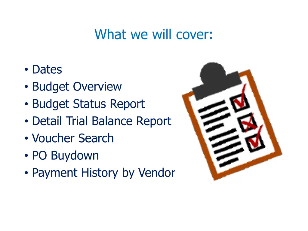 what we will cover