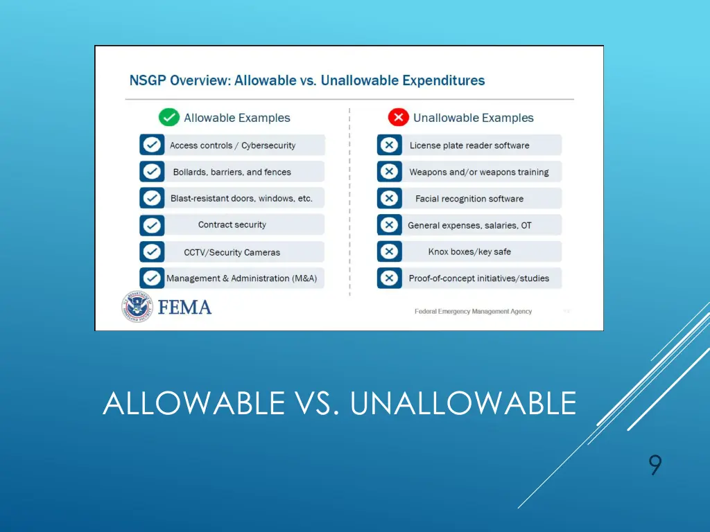allowable vs unallowable