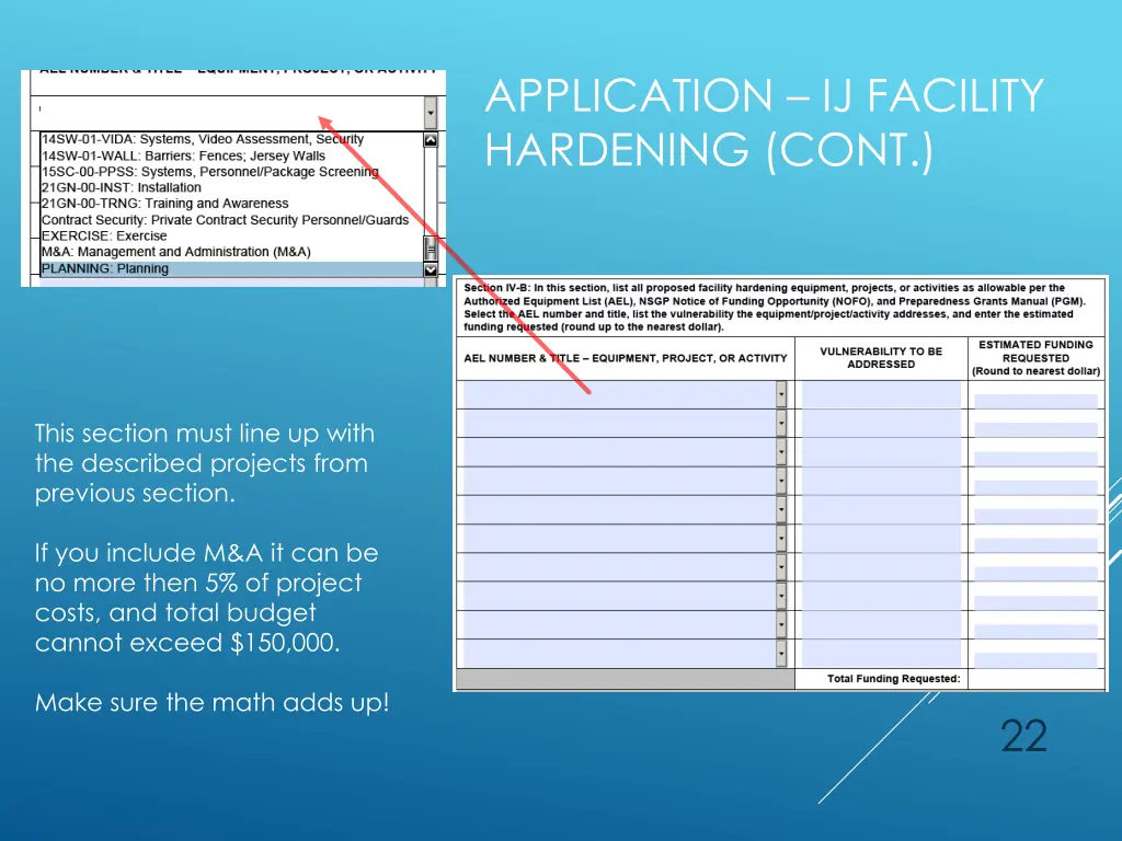 application ij facility hardening cont