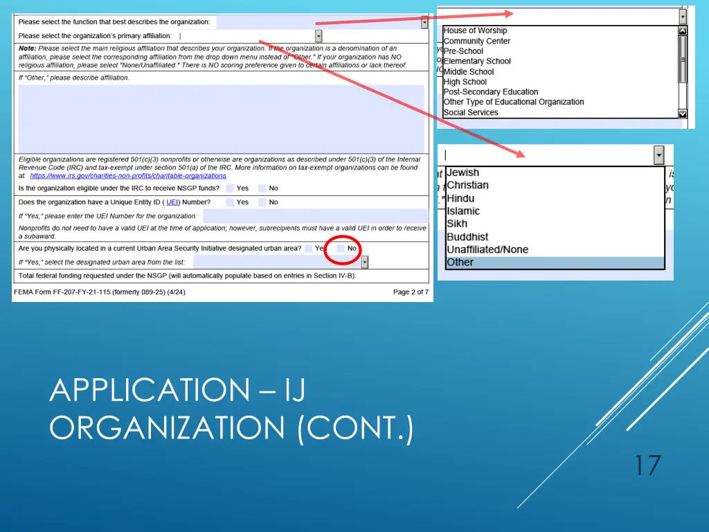 application ij organization cont