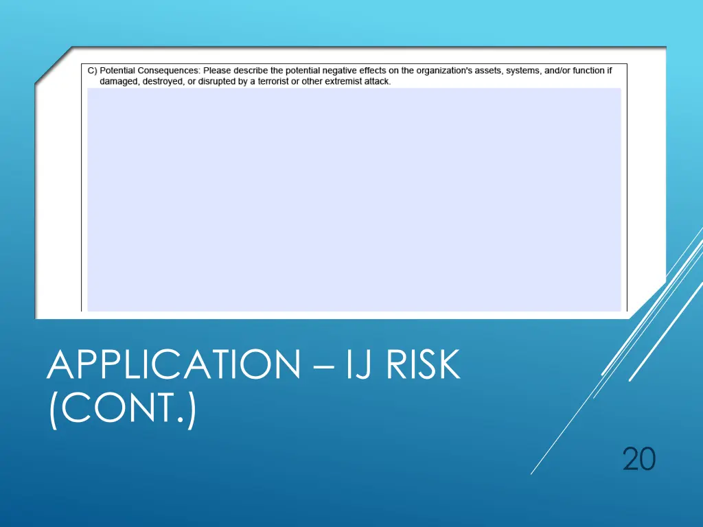 application ij risk cont