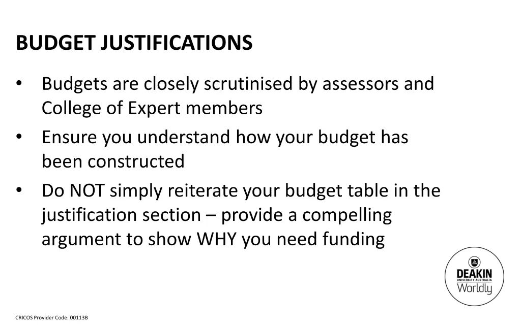 budget justifications 1