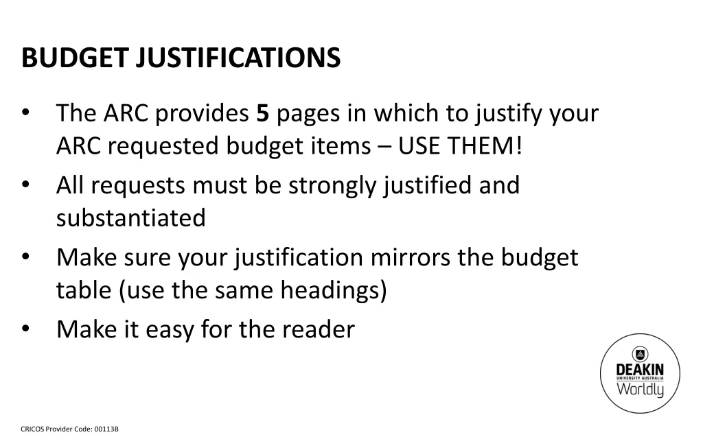budget justifications