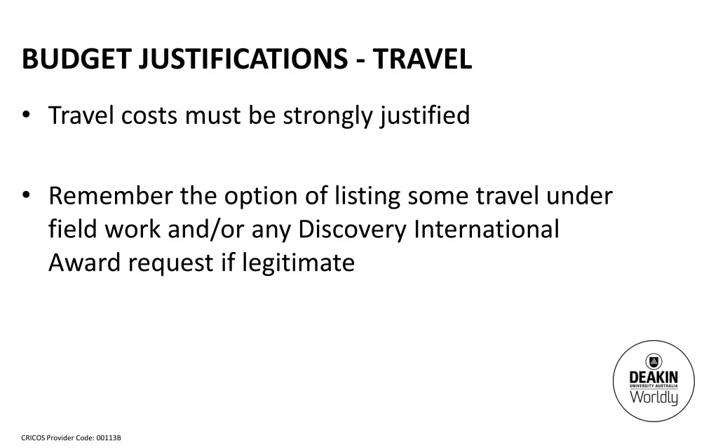 budget justifications travel