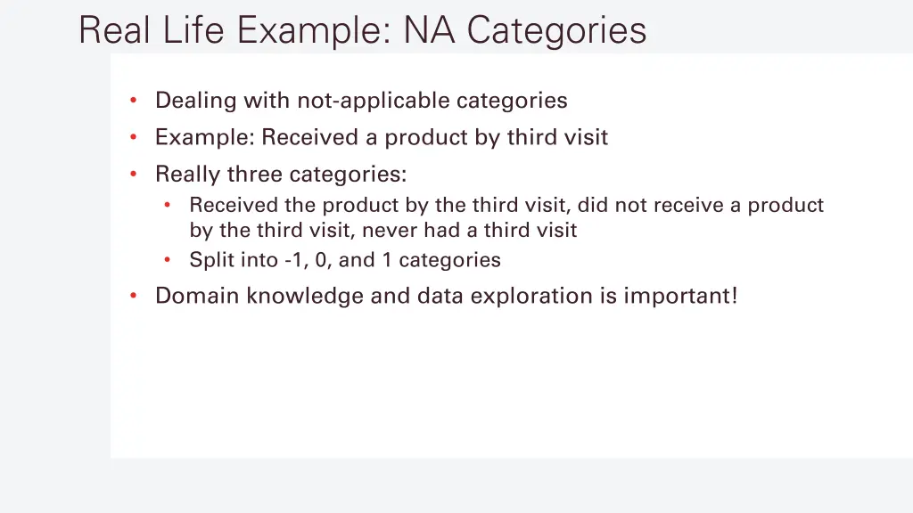 real life example na categories