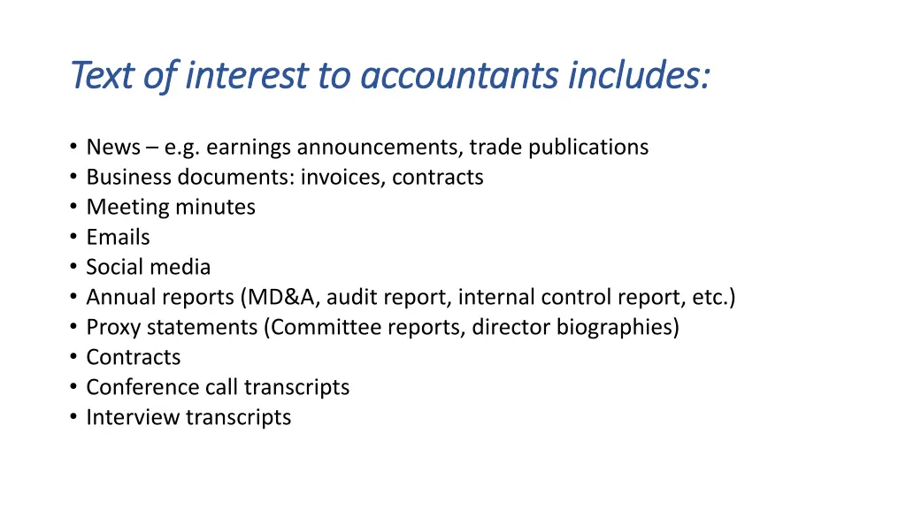 text of interest to accountants includes text