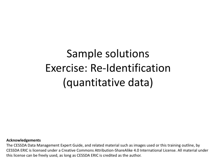 sample solutions exercise re identification