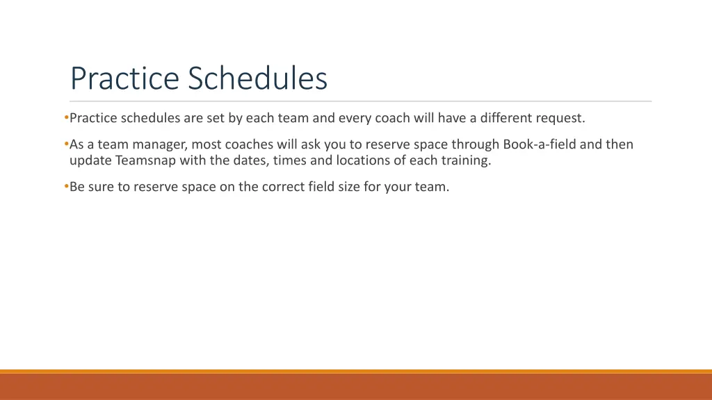 practice schedules