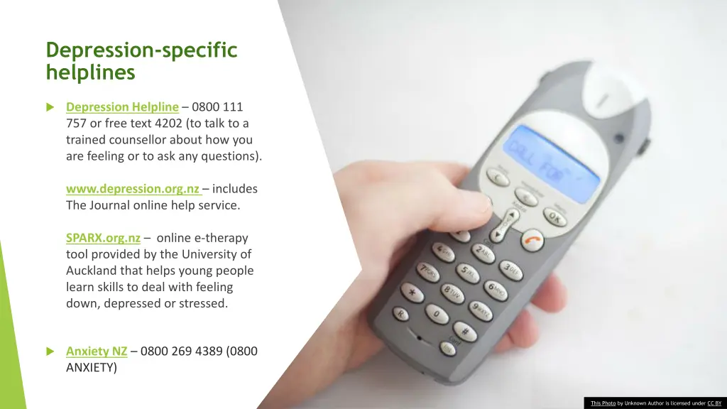 depression specific helplines