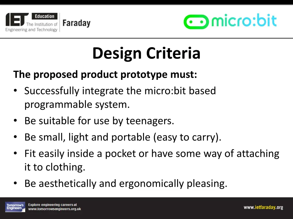 design criteria