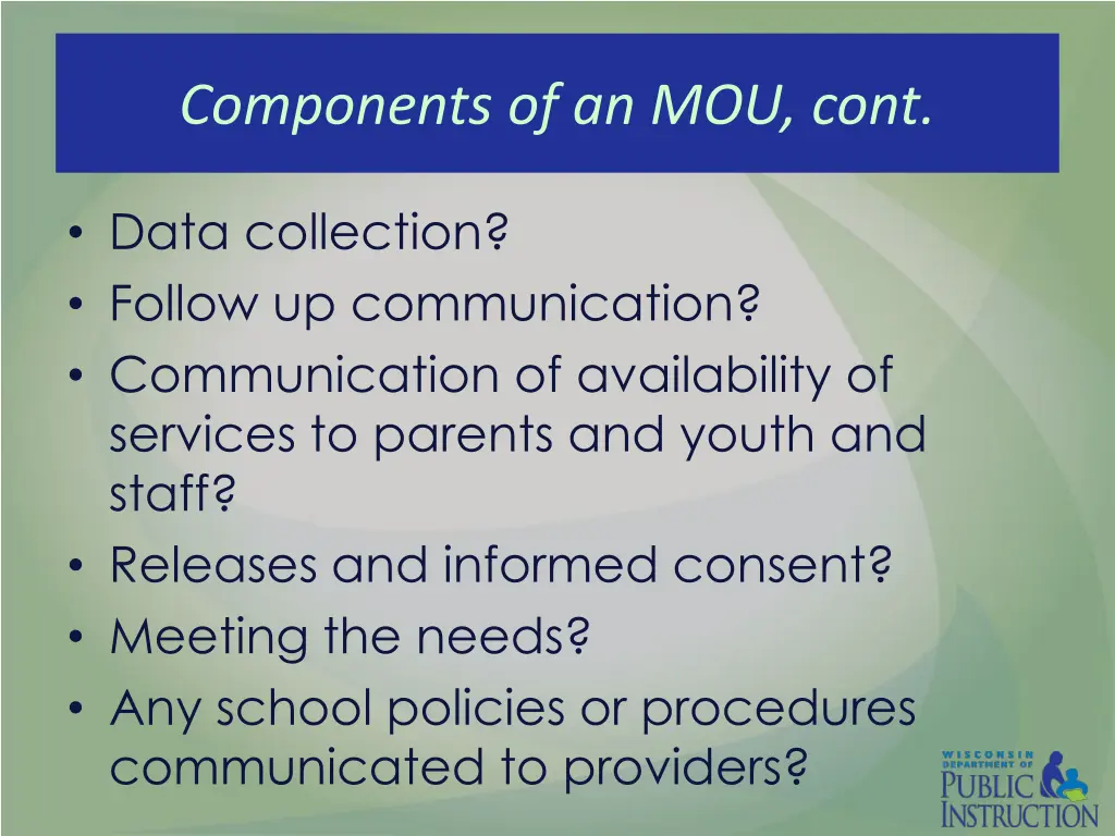 components of an mou cont