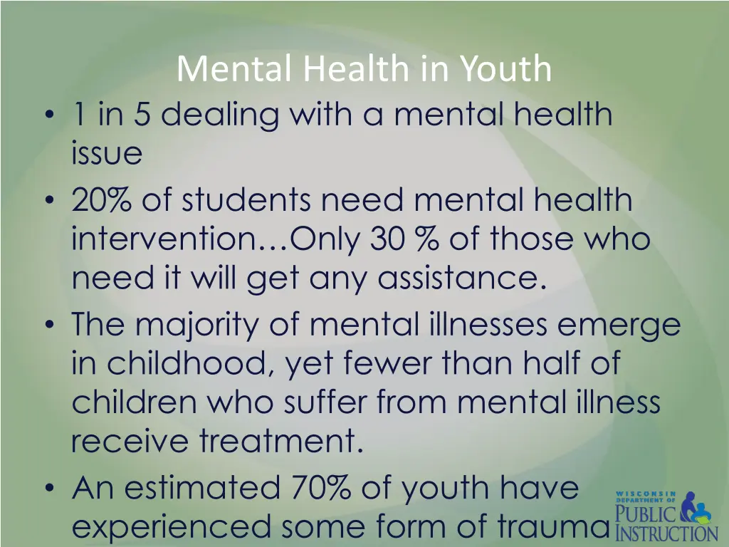 mental health in youth 1 in 5 dealing with