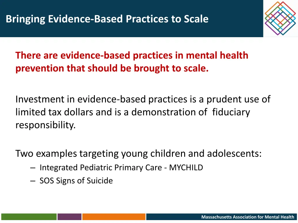 bringing evidence based practices to scale