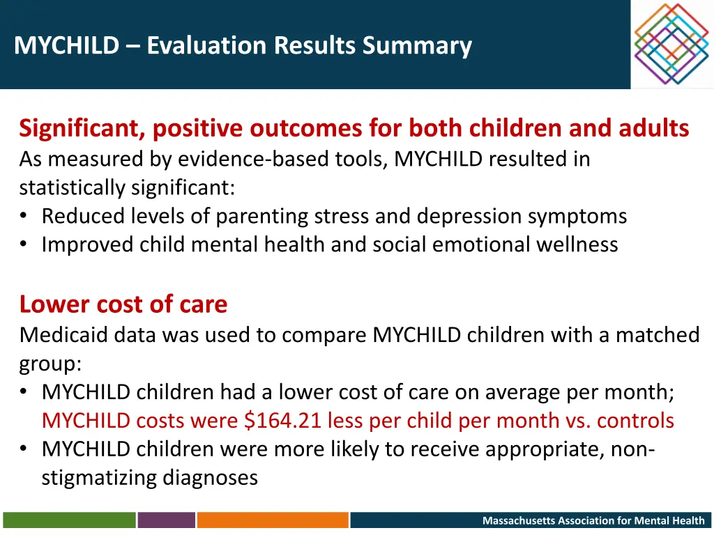 mychild evaluation results summary