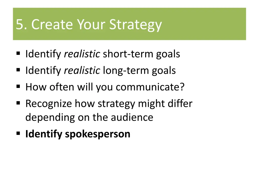5 create your strategy