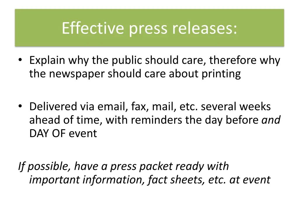 effective press releases