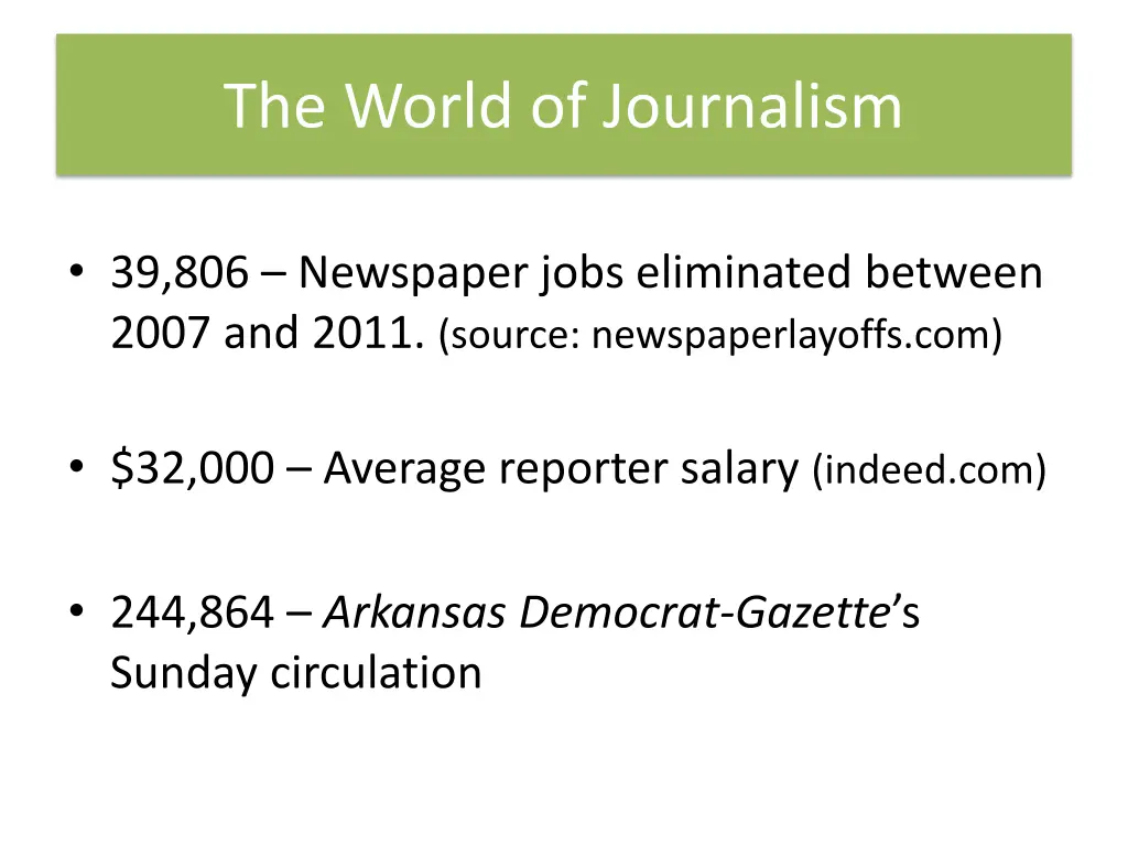 the world of journalism