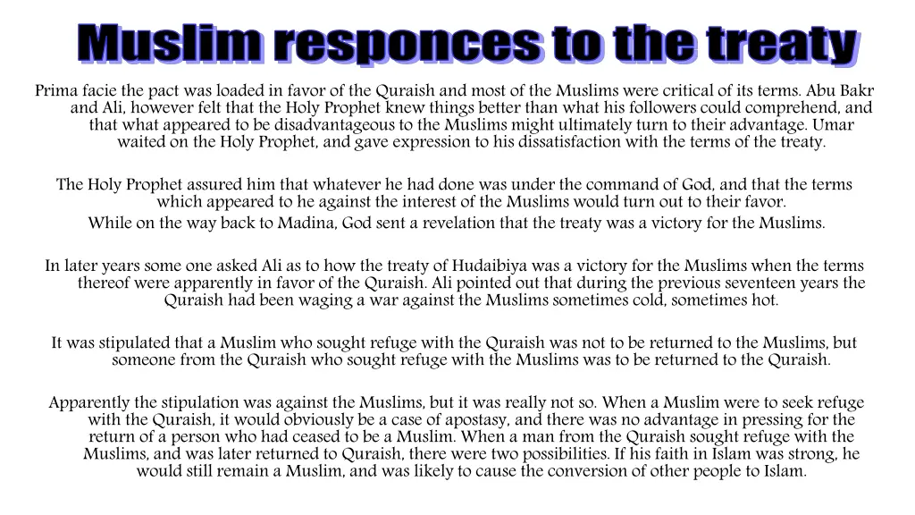 muslim responcesto the treaty