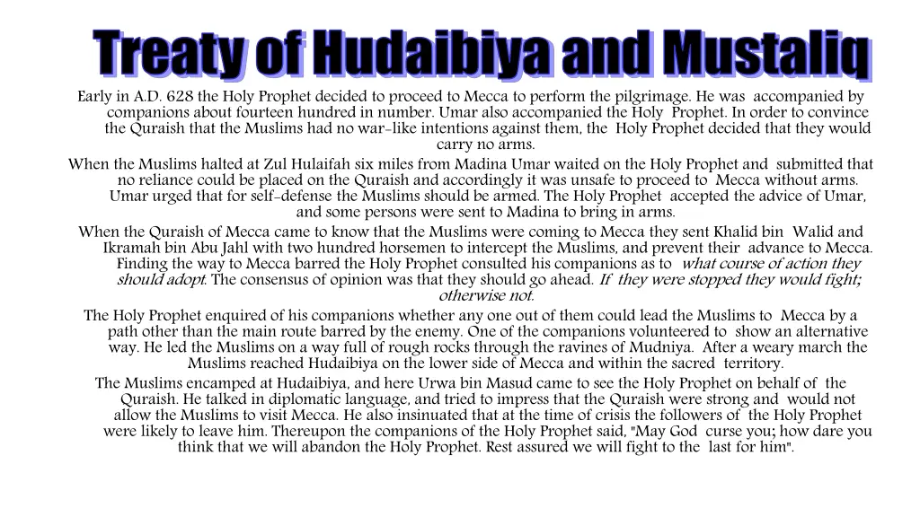 treaty of hudaibiyaand mustaliq