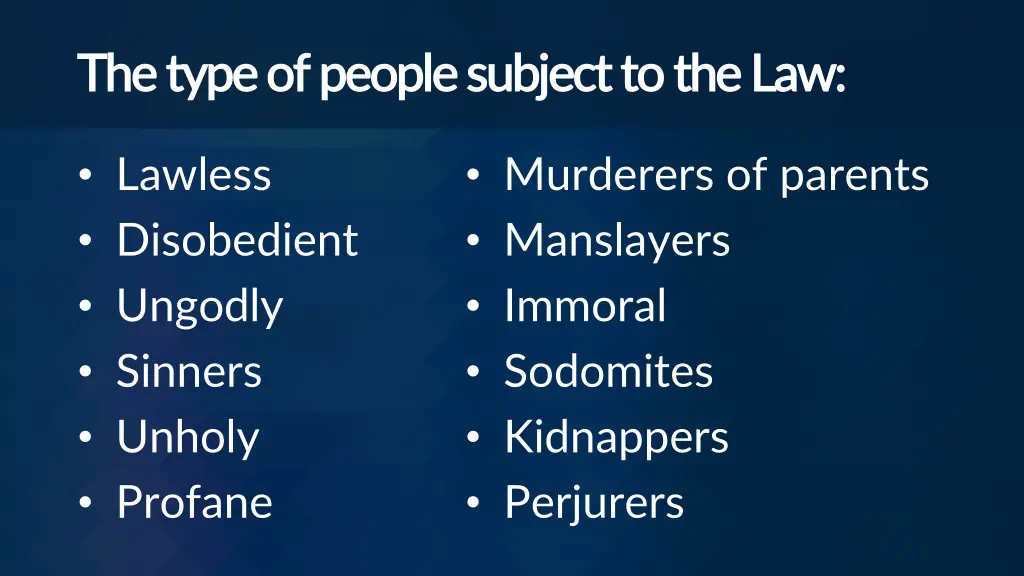 the type of people subject to the law the type