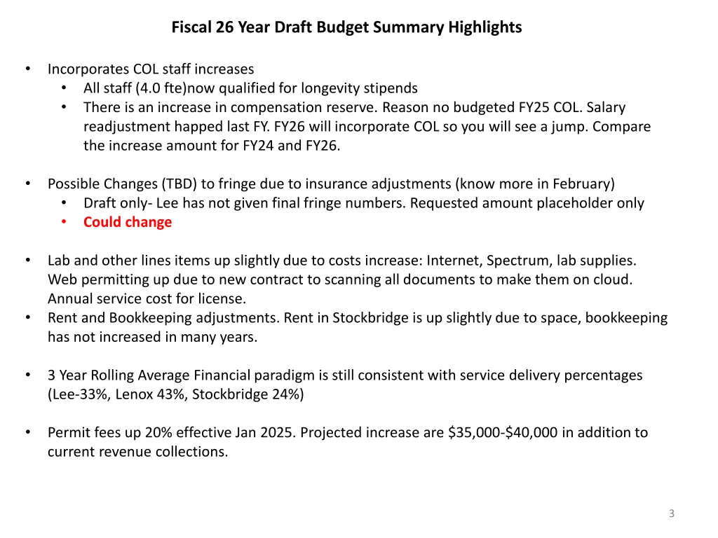 fiscal 26 year draft budget summary highlights