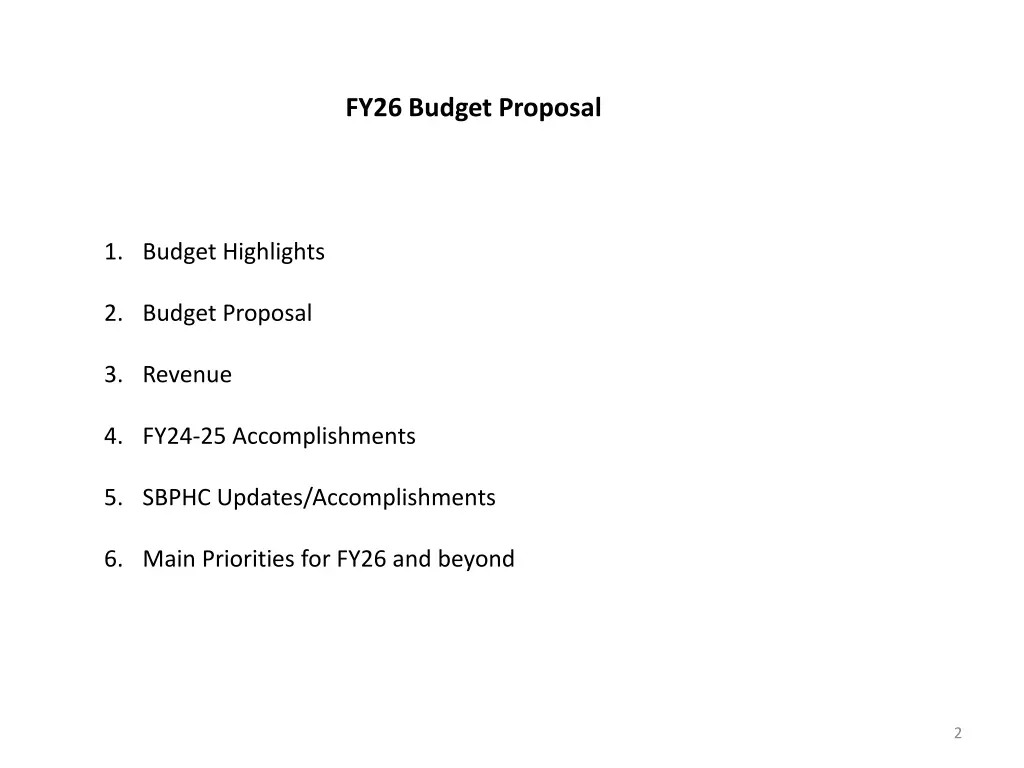 fy26 budget proposal